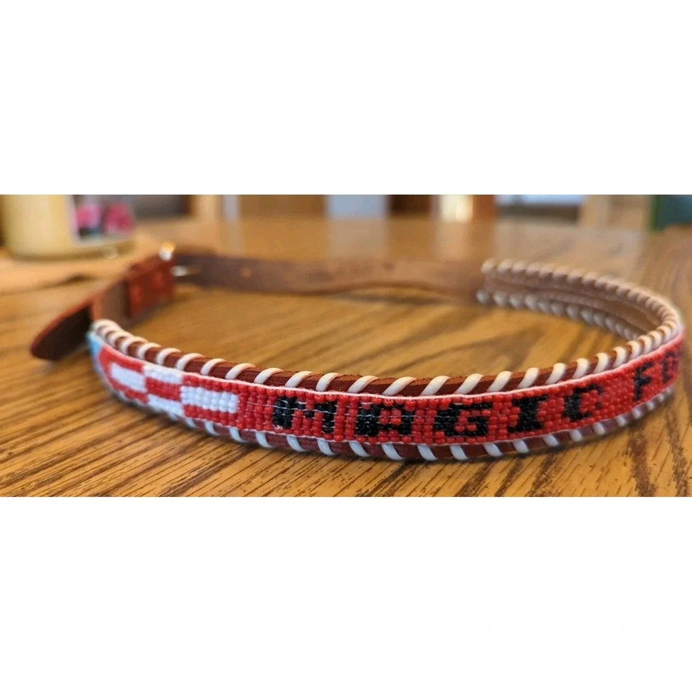 NOS Magic Forest Lake George NY Novelty Beaded Leather Belt Kids Youth Adult 26